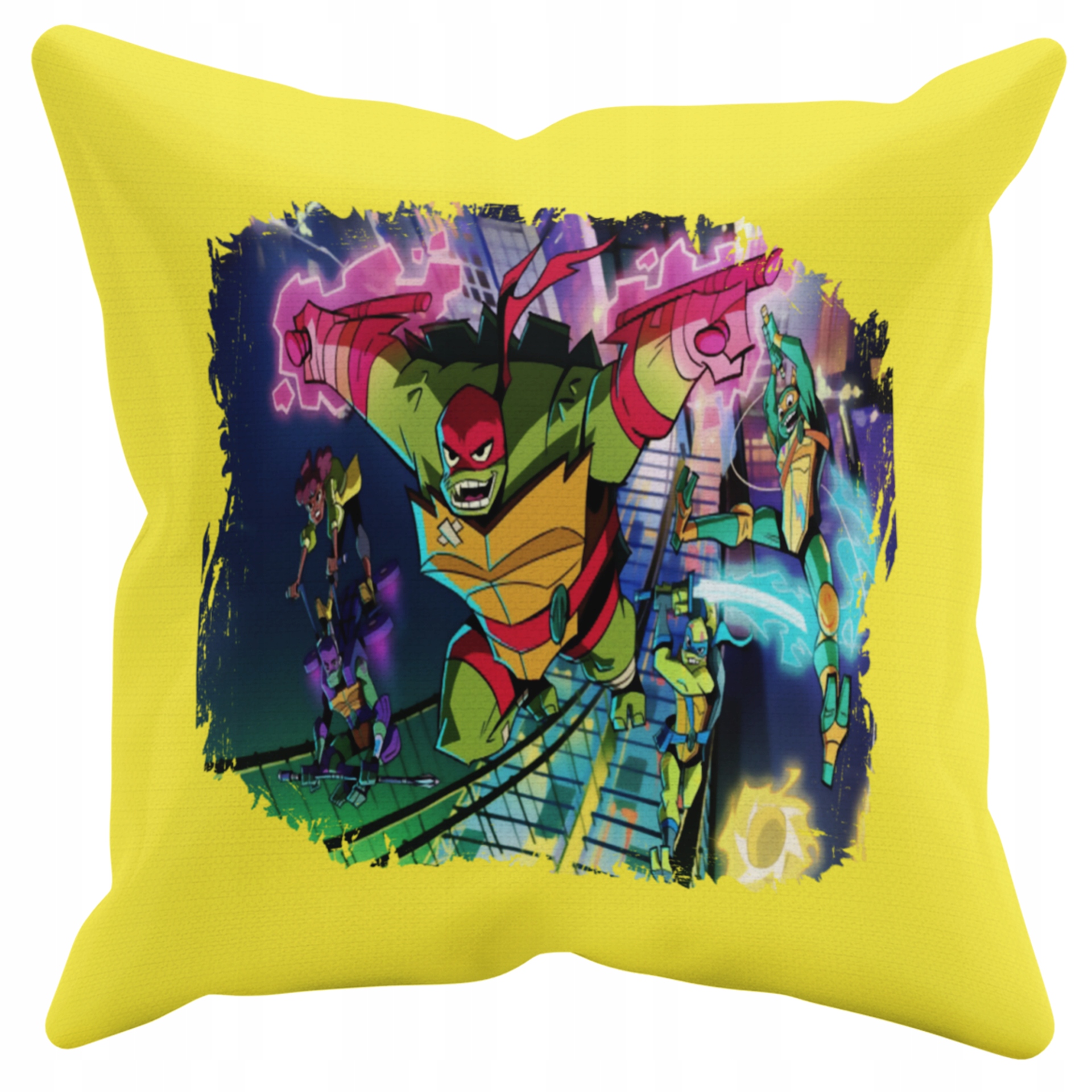 POSZEWKA NA PODUSZKĘ JAŚKA DO PRZEDSZKOLA ŻÓŁWIE NINJA + IMIĘ GRATIS Kolor dominujący odcienie żółtego i złota