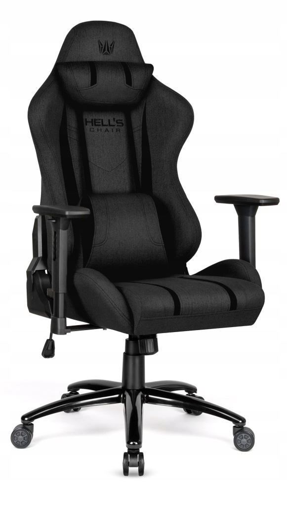 Fotel Gamingowy Biurowy Obrotowy Hell's Chair Hc- 1013 Black Tkanina Zamsz