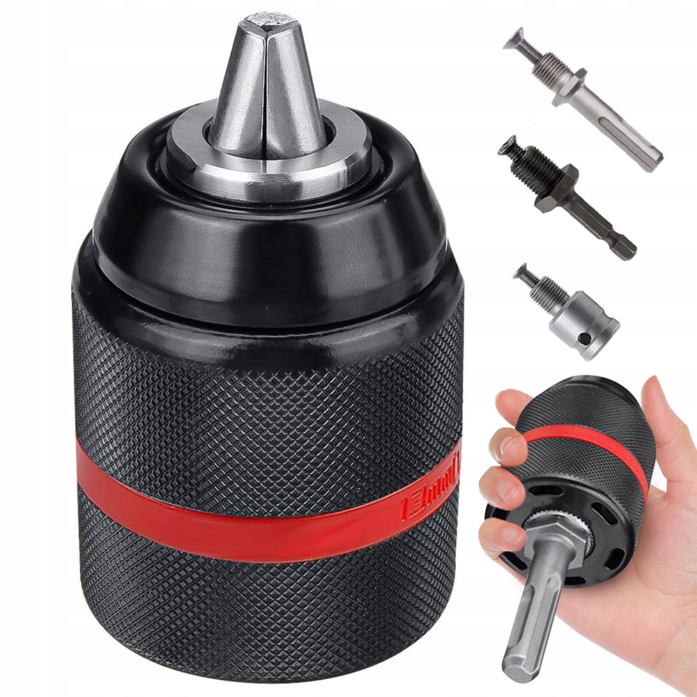 UCHWYT WIERTARSKI SAMOZACISKOWY DO WIERTARKI 1.5-13mm GWINT + 3 ADAPTERY