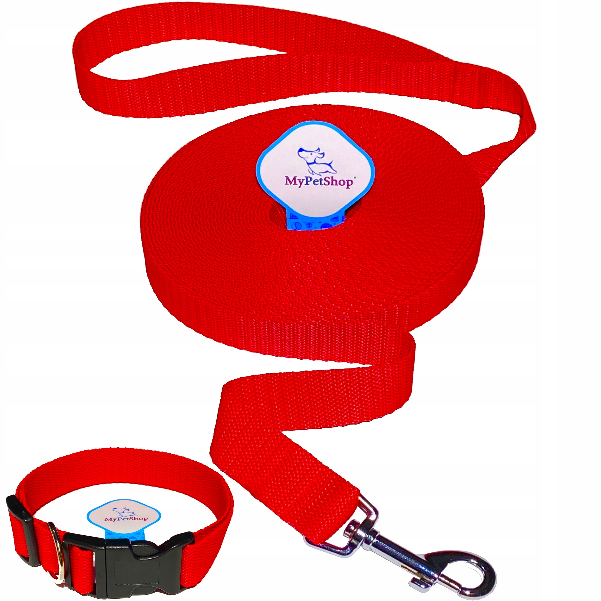 

Smycz Treningowa 10m. Mocna 25mm. Obroża gratis.