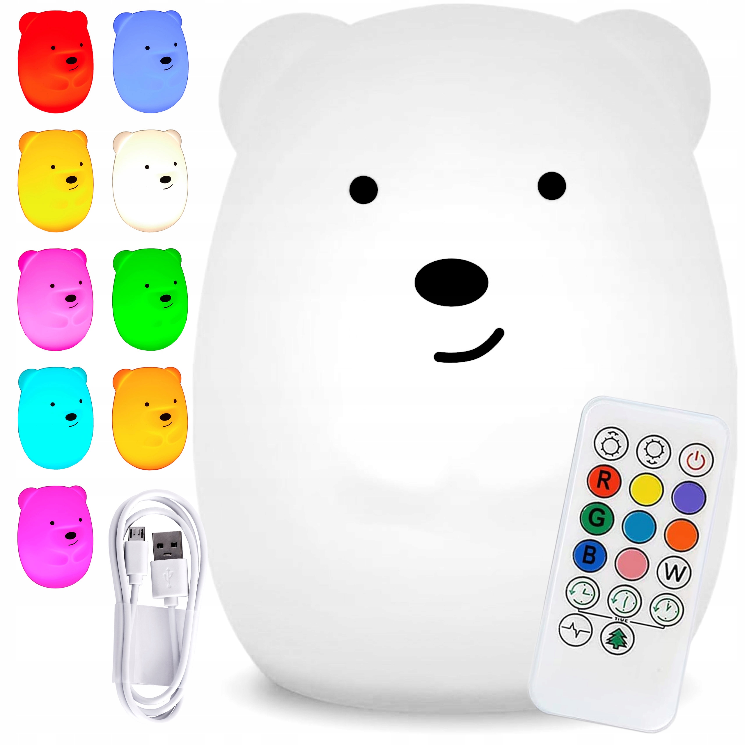 

Lampka Nocna Miś Dla Dzieci Kolorowa Silikon Rgb