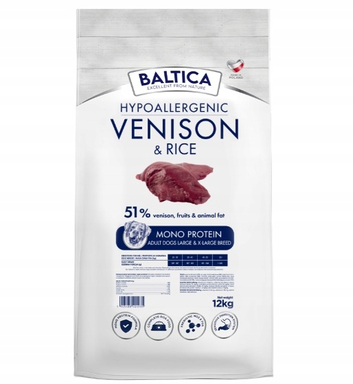 Sucha karma dla psa Baltica Adult Hypoallergenic Venison&Rice L/XL 12kg