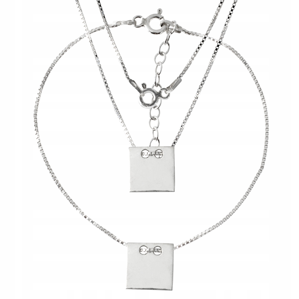 Geometrická Stříbrná Sada Šperků 925 Čtverec