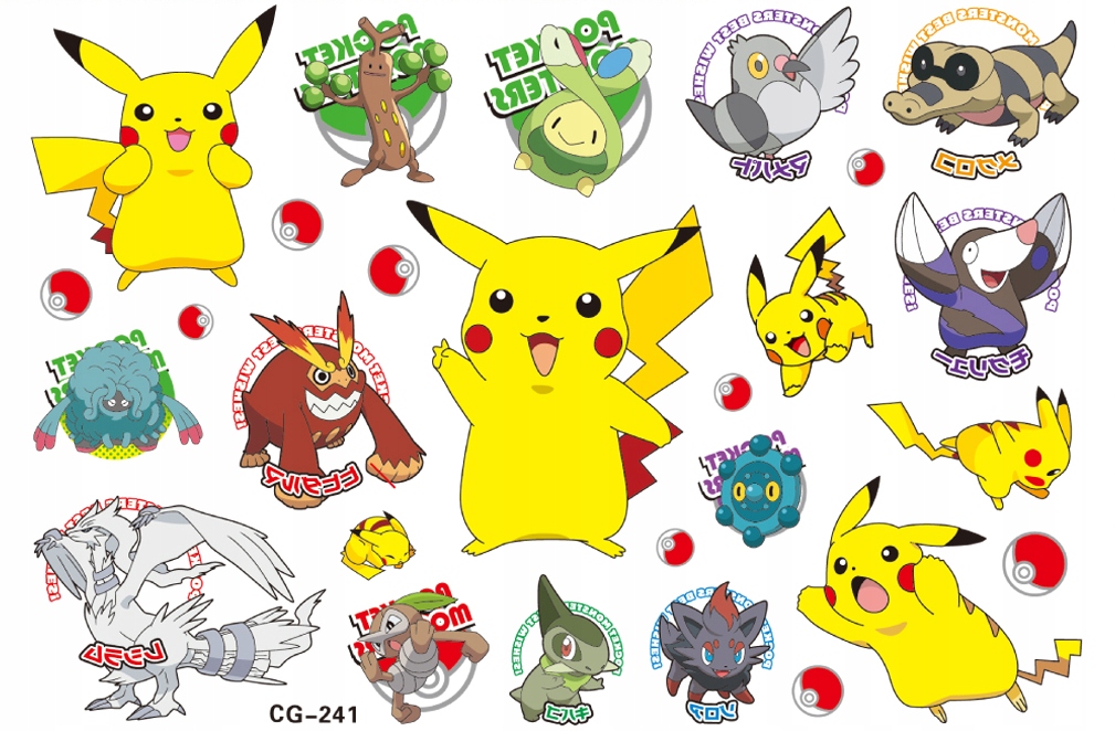 

Tatuaże zmywalne dla dzieci Pokemon CG241