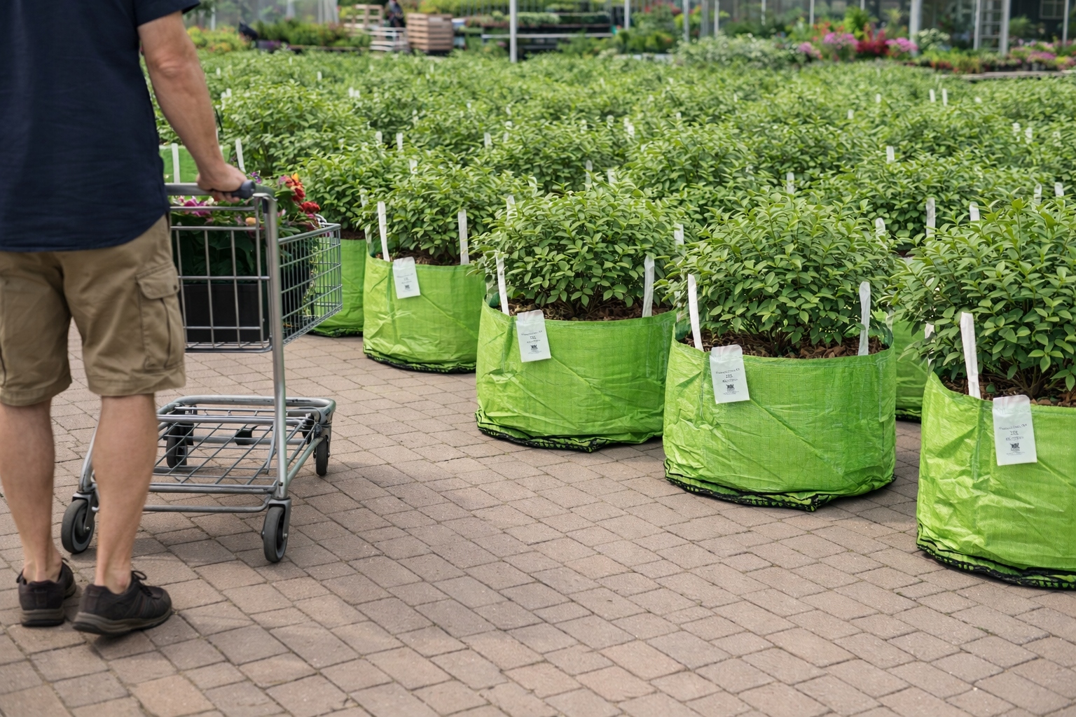 50 x Látkové květináče na stromy, keře a borůvky 50 x 30 cm 59L zelené