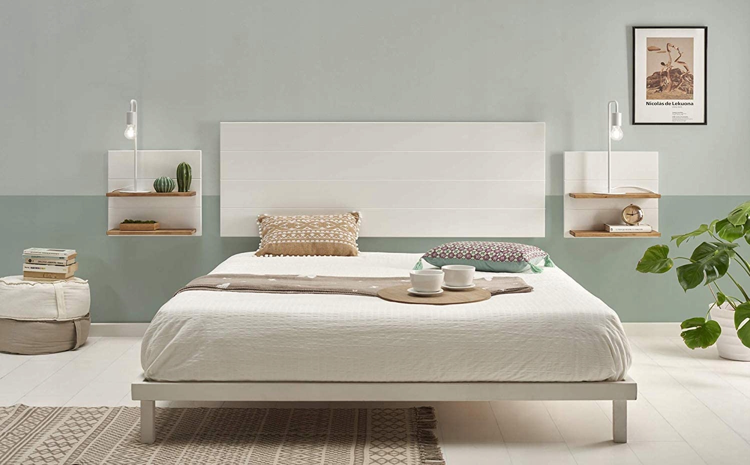 HOGAR24 panel ścienny, zagłówek + półki 1AJ24