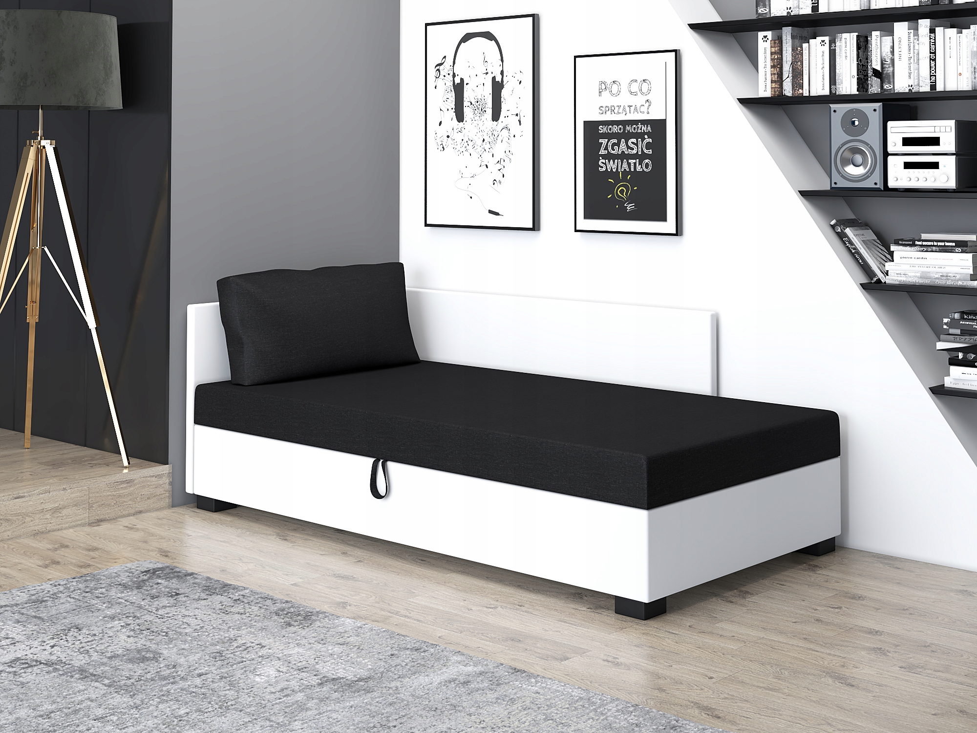 Łóżko młodzieżowe jednoosobowe Tapczan z pojemnikiem Pola+ 90 Szerokość mebla 90 cm