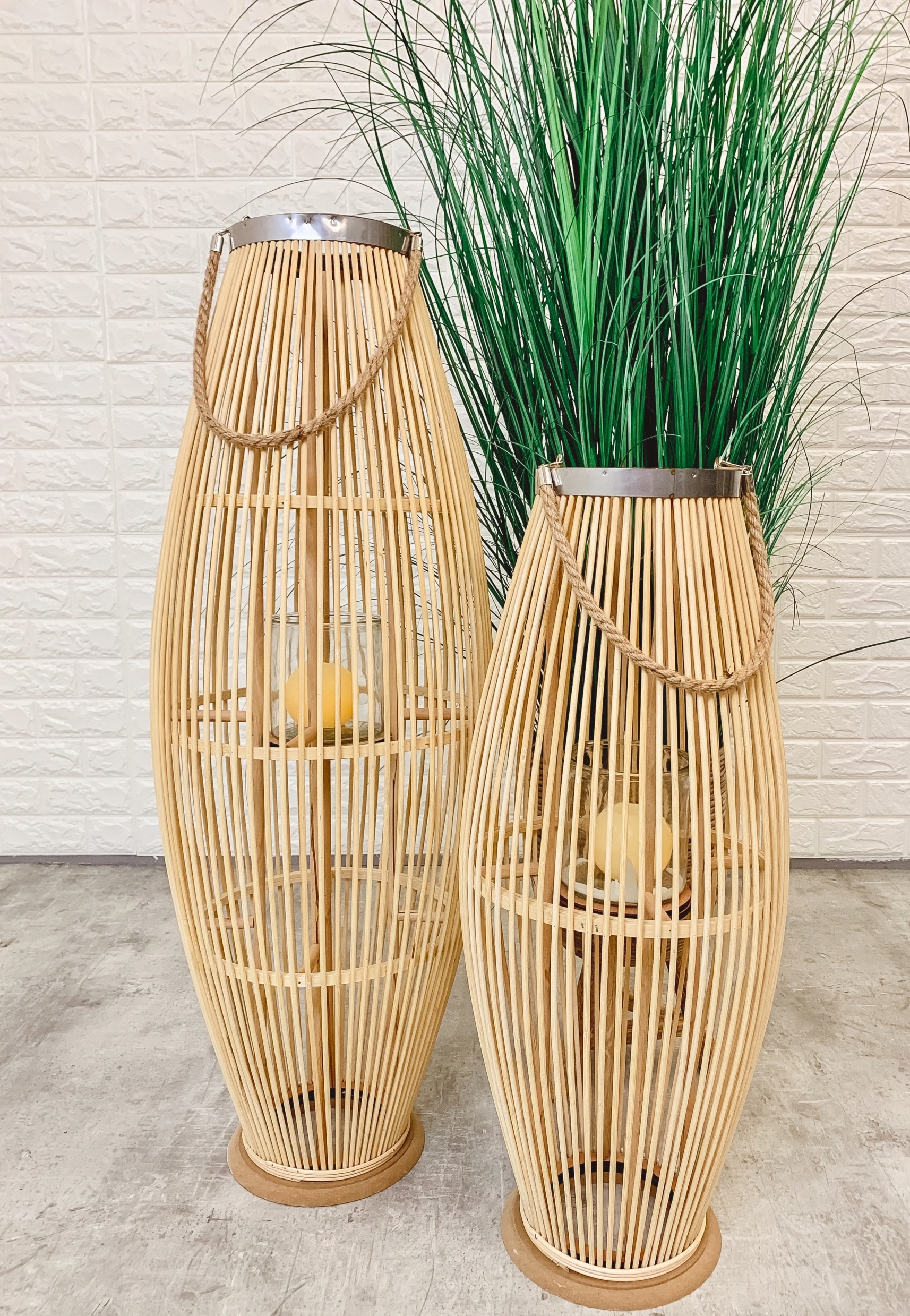 LAMPION BAMBUSOWY RATTANOWY LATARNIA 70 CM Stan opakowania oryginalne