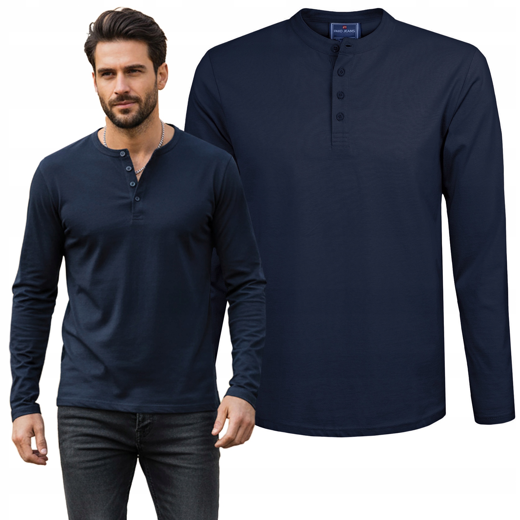 Longsleeve pánské tričko s dlouhým rukávem bavlněné Matrix tmavě modré XXL