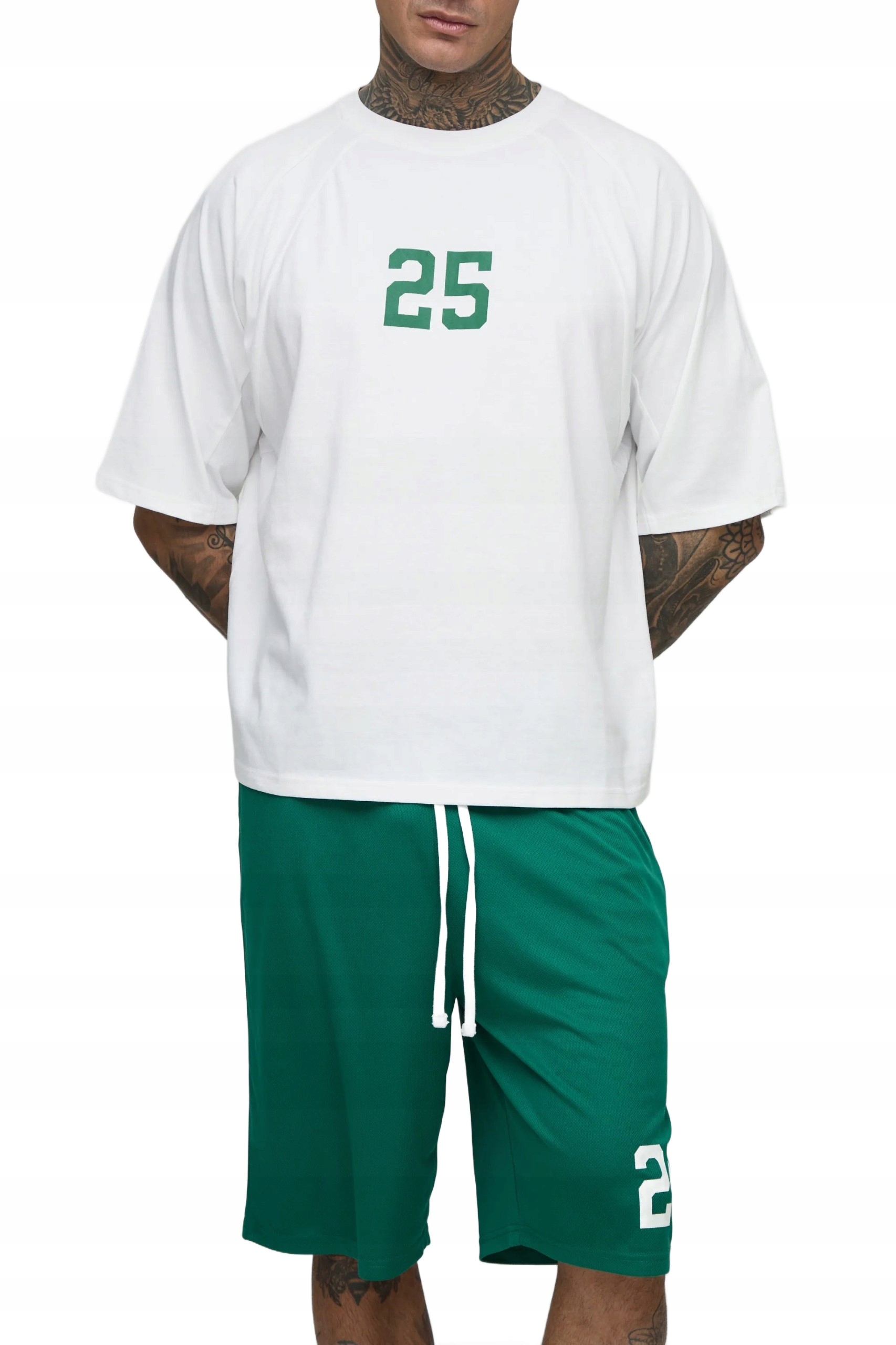 Boohooman Pánský Tepláková Souprava Bílý Se Zeleným, Krátké Kraťasy S Z3A