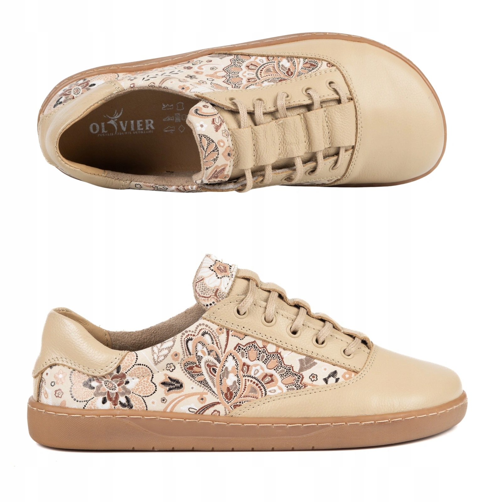 Dámské barefootové boty Olivier Maja kožené tenisky béžové 36