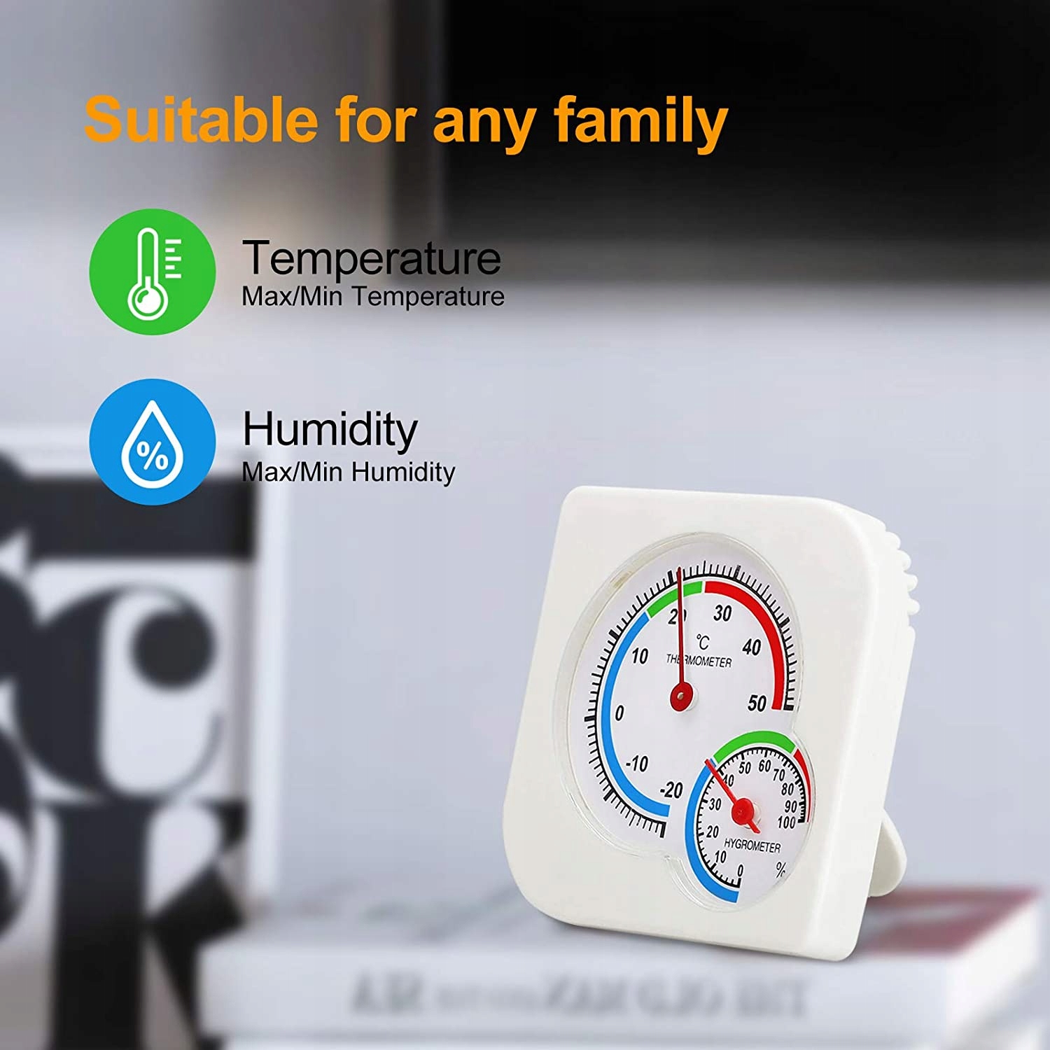 TERMOMETR HIGROMETR WILGOTNOŚCI POKOJOWY ANALOGOWY Model 09000