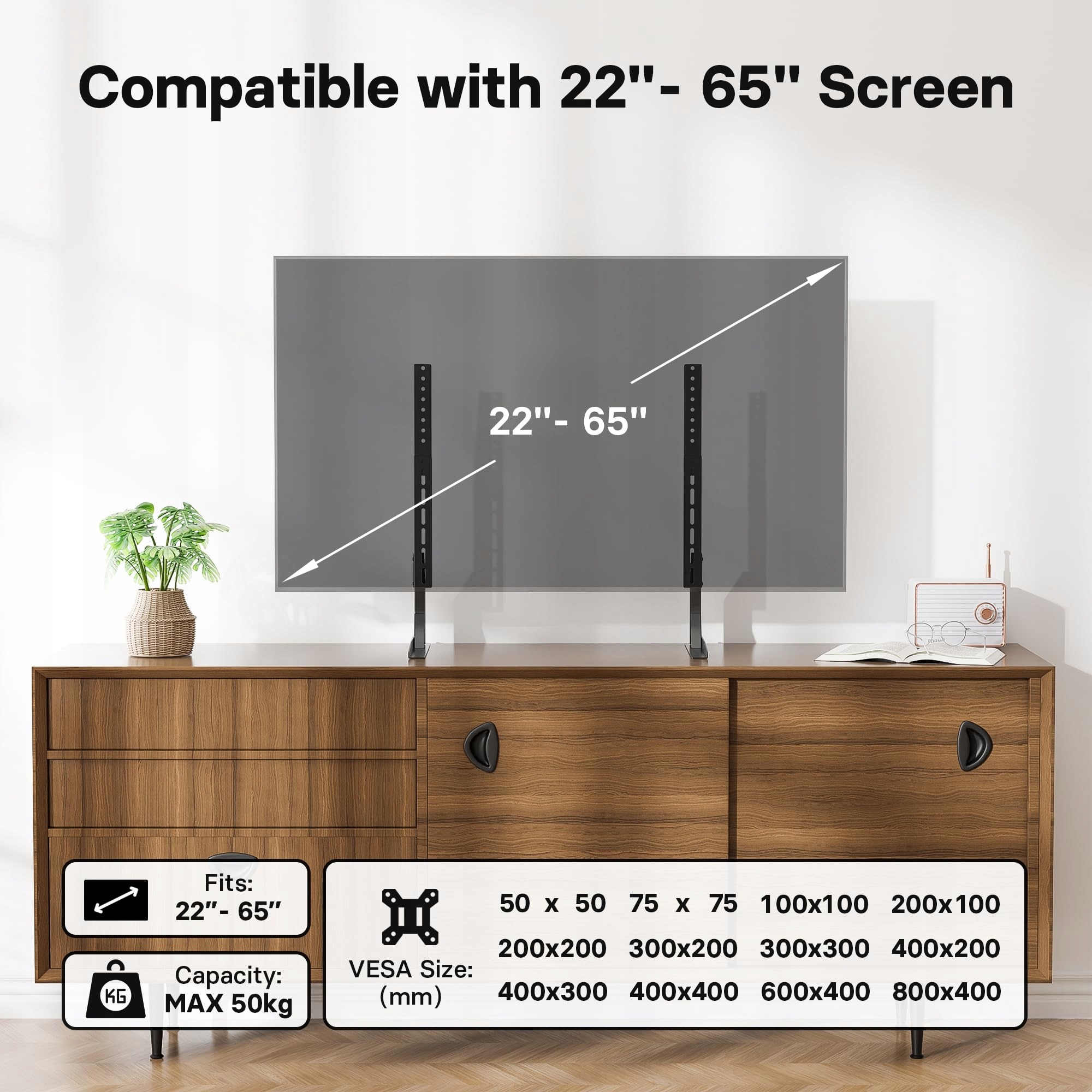 BONTEC Uniwersalne Nogi Do Telewizora LCD LED 22-65 Cal Wysokość Regulowana — miniatura 5