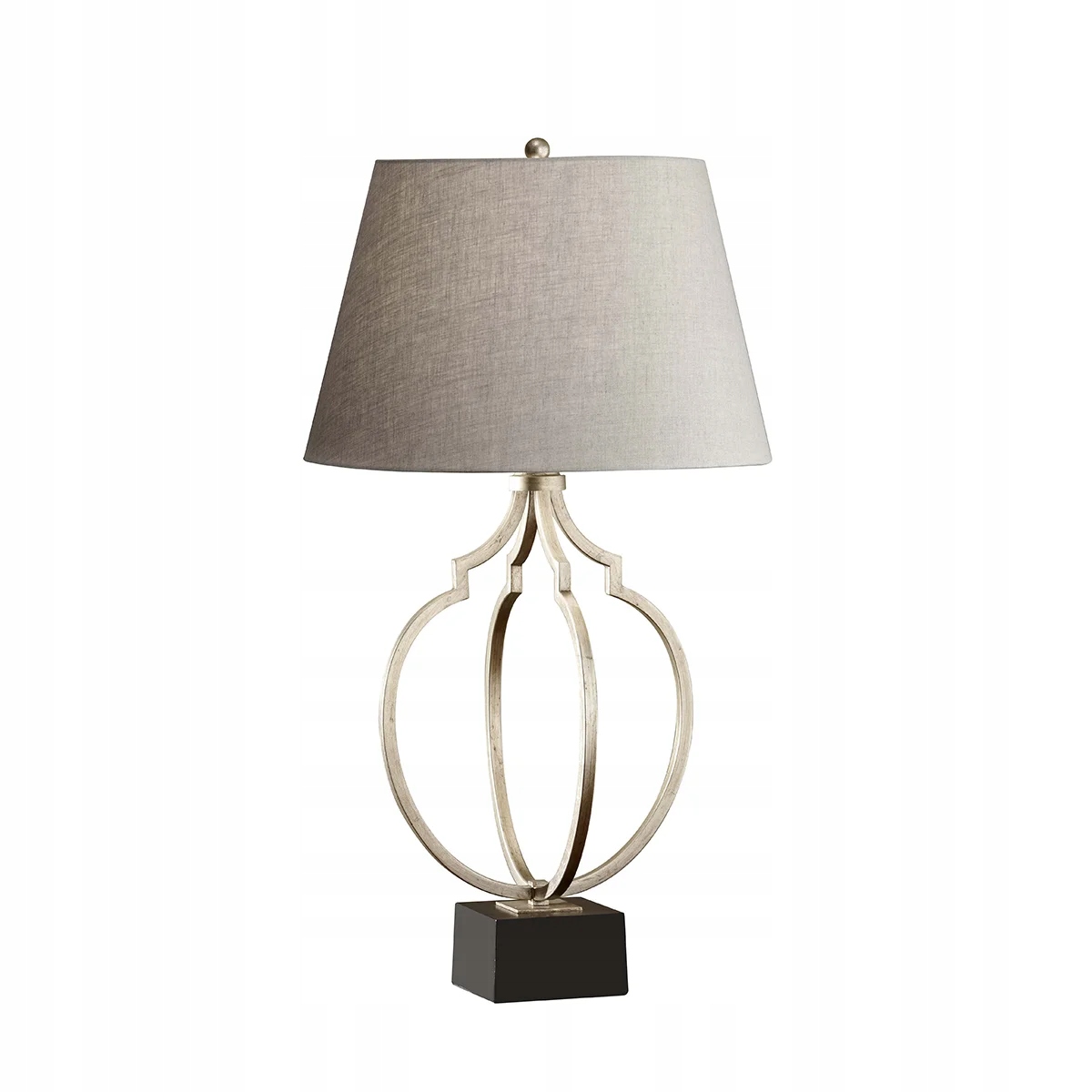 Strieborná stolová lampa s béžovým tienidlom do spálne a obývačky, 78 cm, Feiss