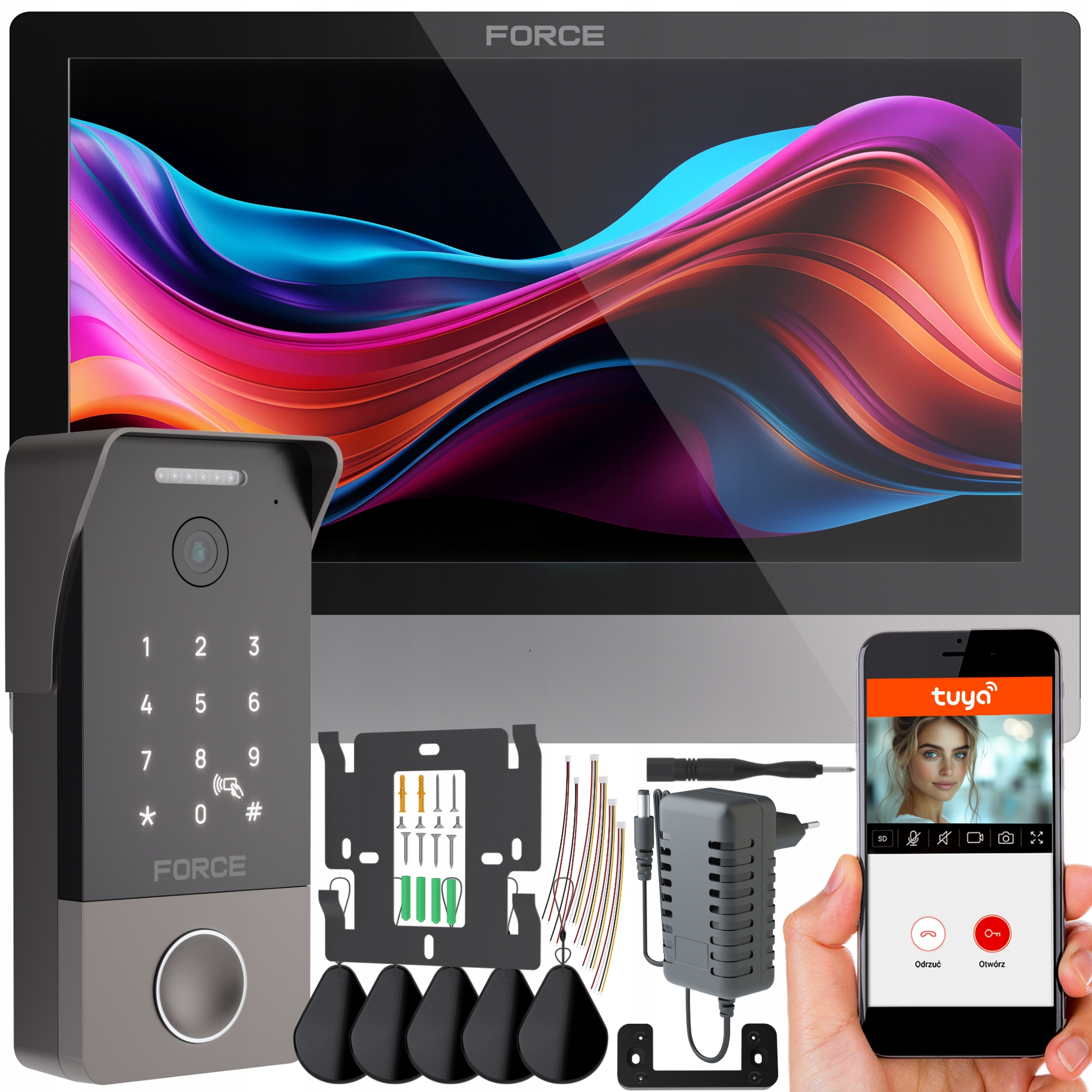 Videovrátnik Force Myway Pro 10" Čierny WiFi Tuya Breloky