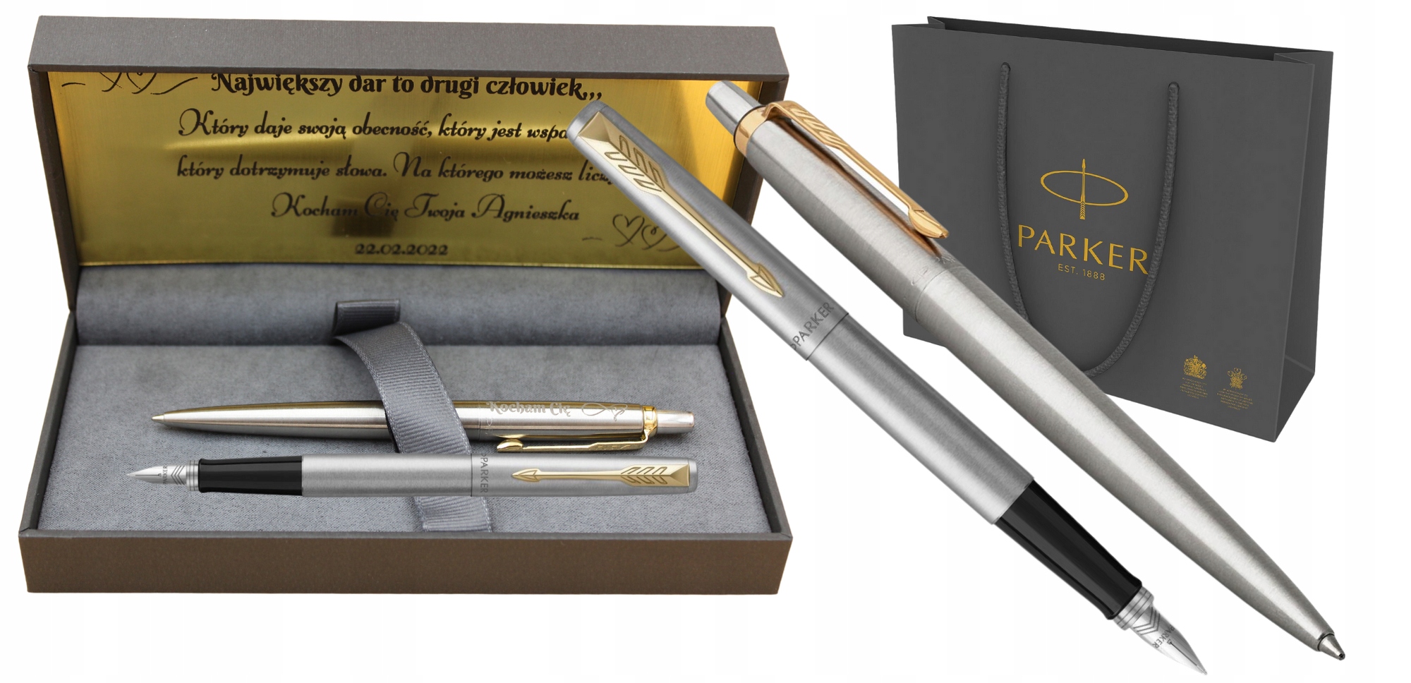 Parker Zestaw Pióro długopis Stalowy Grawer