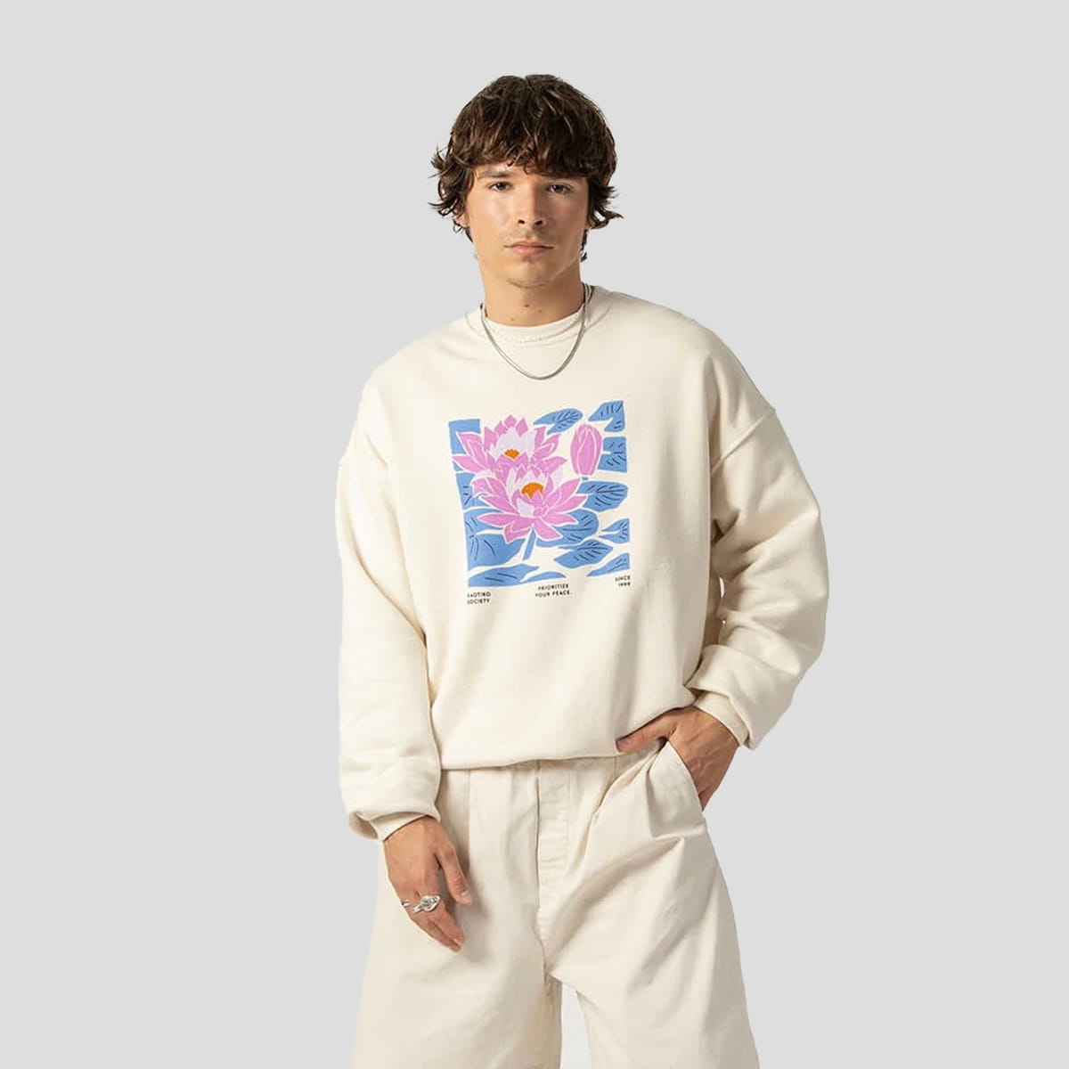 Mikina Kaotiko Crew Water Lily Organic Cotton Xs, béžová, Městská