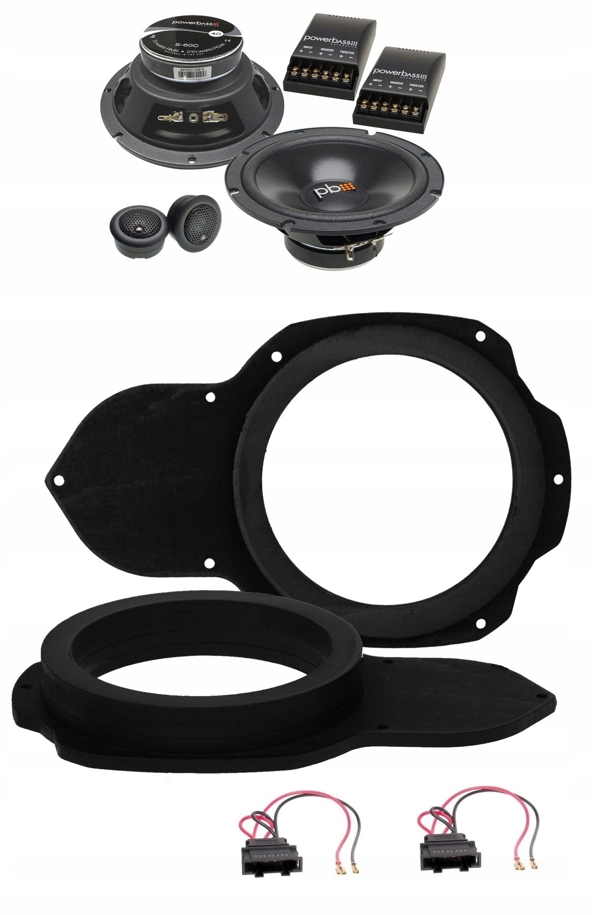 Powerbass S-60C Mdf distanční reproduktory Passat B6 CC 165 mm 16,5 cm 70 W