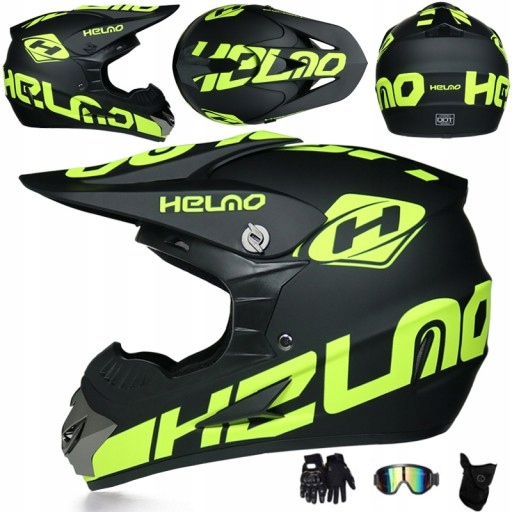 TERENOWY KASK MOTOCYKLOWY ENDURO RĘKAWICZKI MOTOCROSSOWE GOGLE MASKA Model KASKI MOTOCROSSOWE