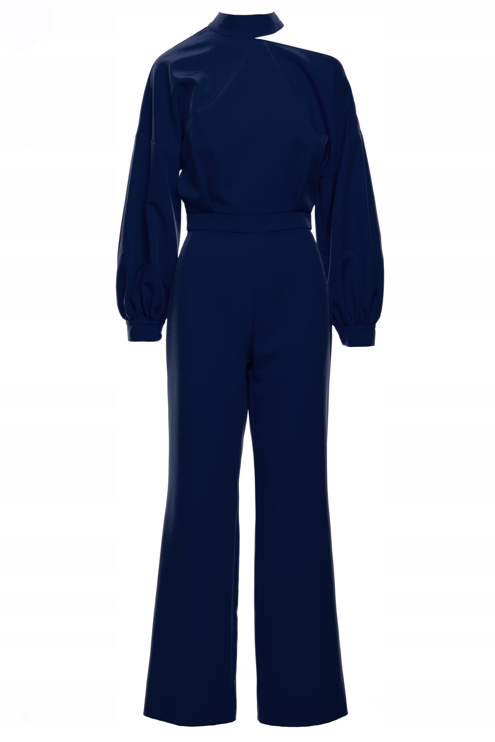 KOMBINEZON DAMSKI ELEGANCKI KOBIECY GŁADKI DŁUGI RĘKAW GRANATOWY XXL 44 Odcień granatowy