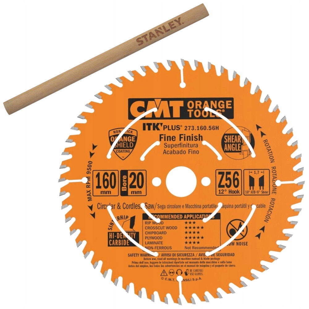Cmt Tarcza do drewna laminatu 160 x 20mm 56z 273.160.56H ołówek Stanley
