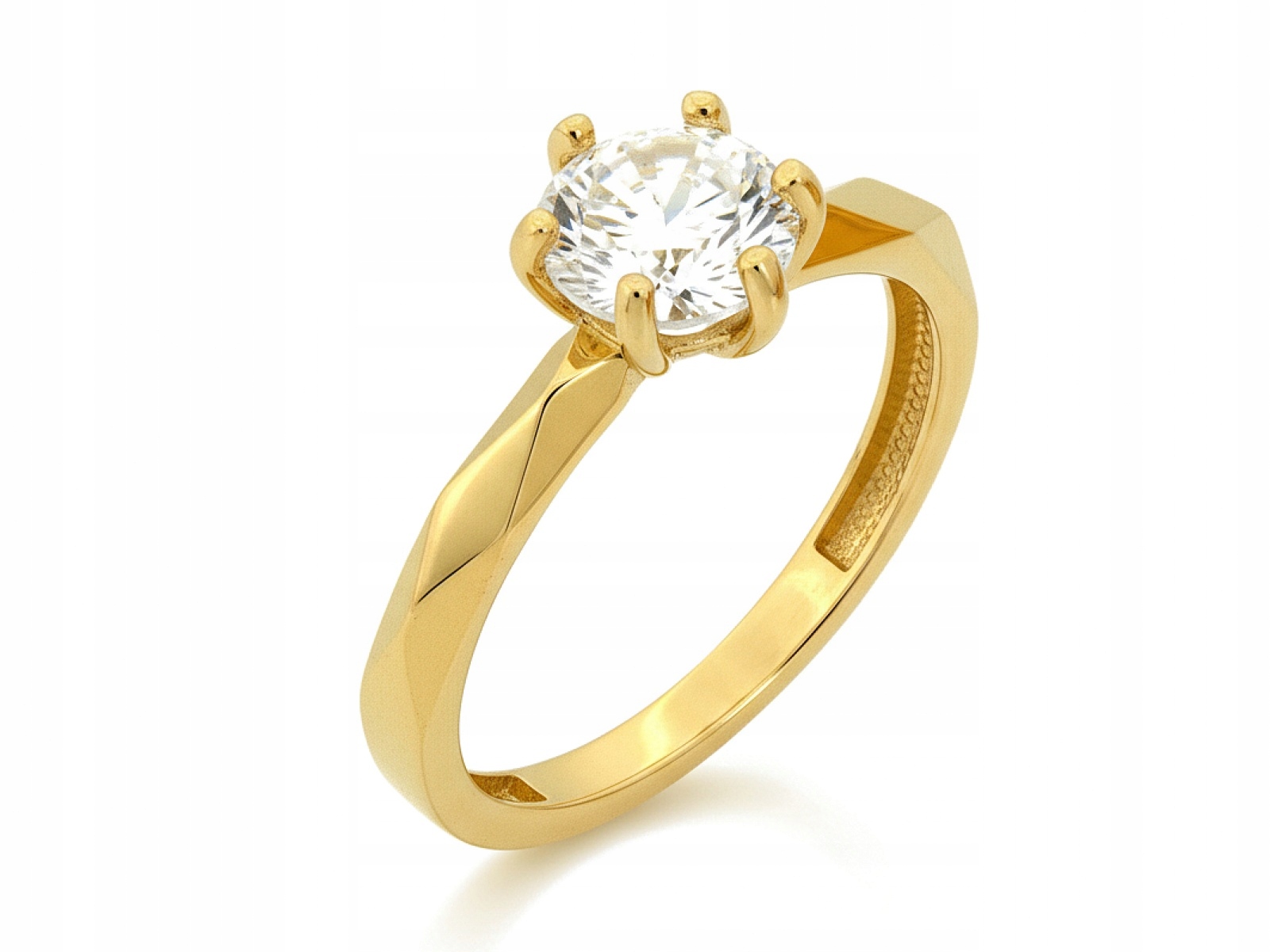 Prstýnek 585 s bílou zirkonií 17r Zásnubní velké očko 2.18 g