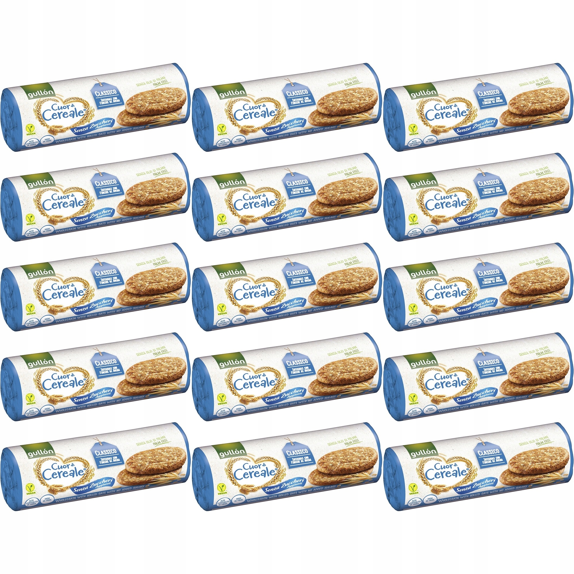 Zestaw 15 x Gullon Ciasteczka pełnoziarniste ze zbożami bez dodatku cukru