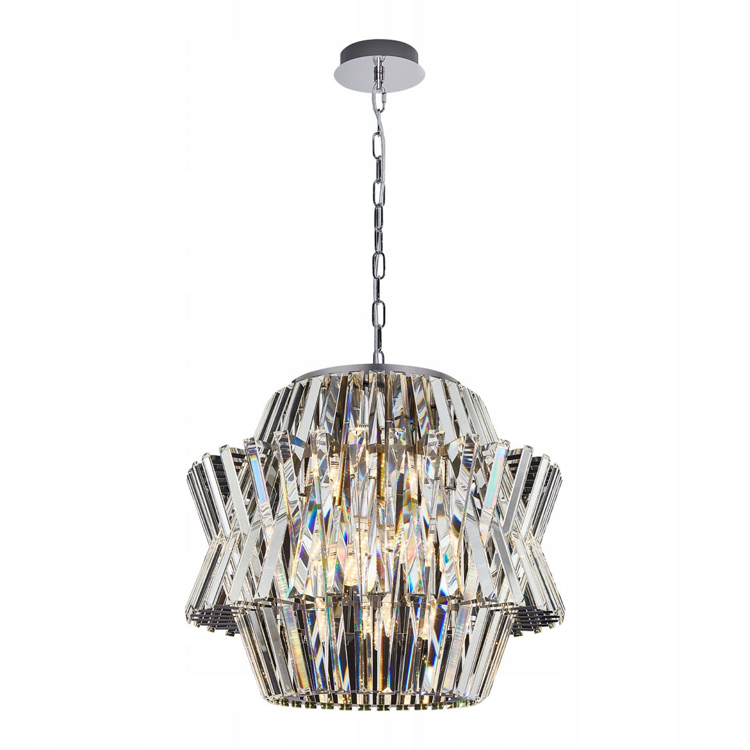 Luster Crown Strieborné sklenené kryštály 12xE14 54x120 cm Závesná lampa Dom