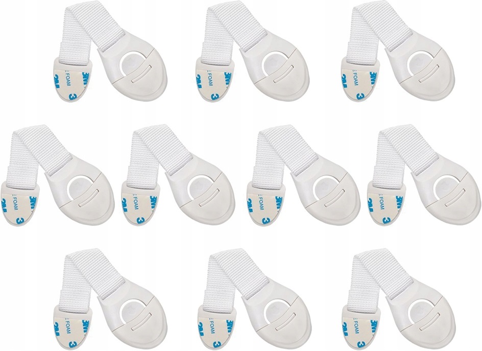 10xBLOKADA SZAFEK MEBLI ZABEZPIECZENIE SZUFLAD LODÓWKI DRZWI MOCNE TAŚMA 3M