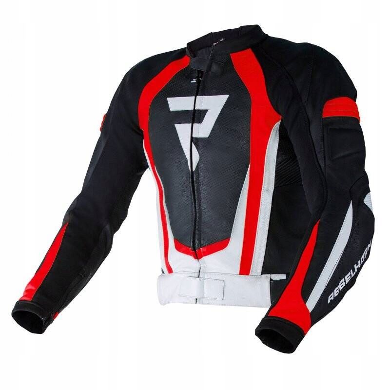 Kožená bunda Rebelhorn Piston II Pro Black/white/flo Red 46