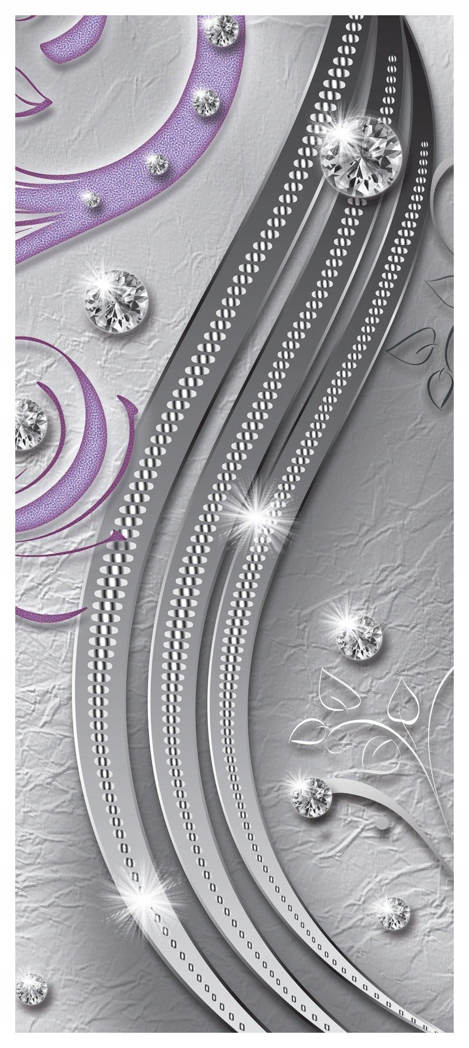 Fototapeta Lilie levandule stříbro a krystaly na světlém pozadí 91x211 lepidlo