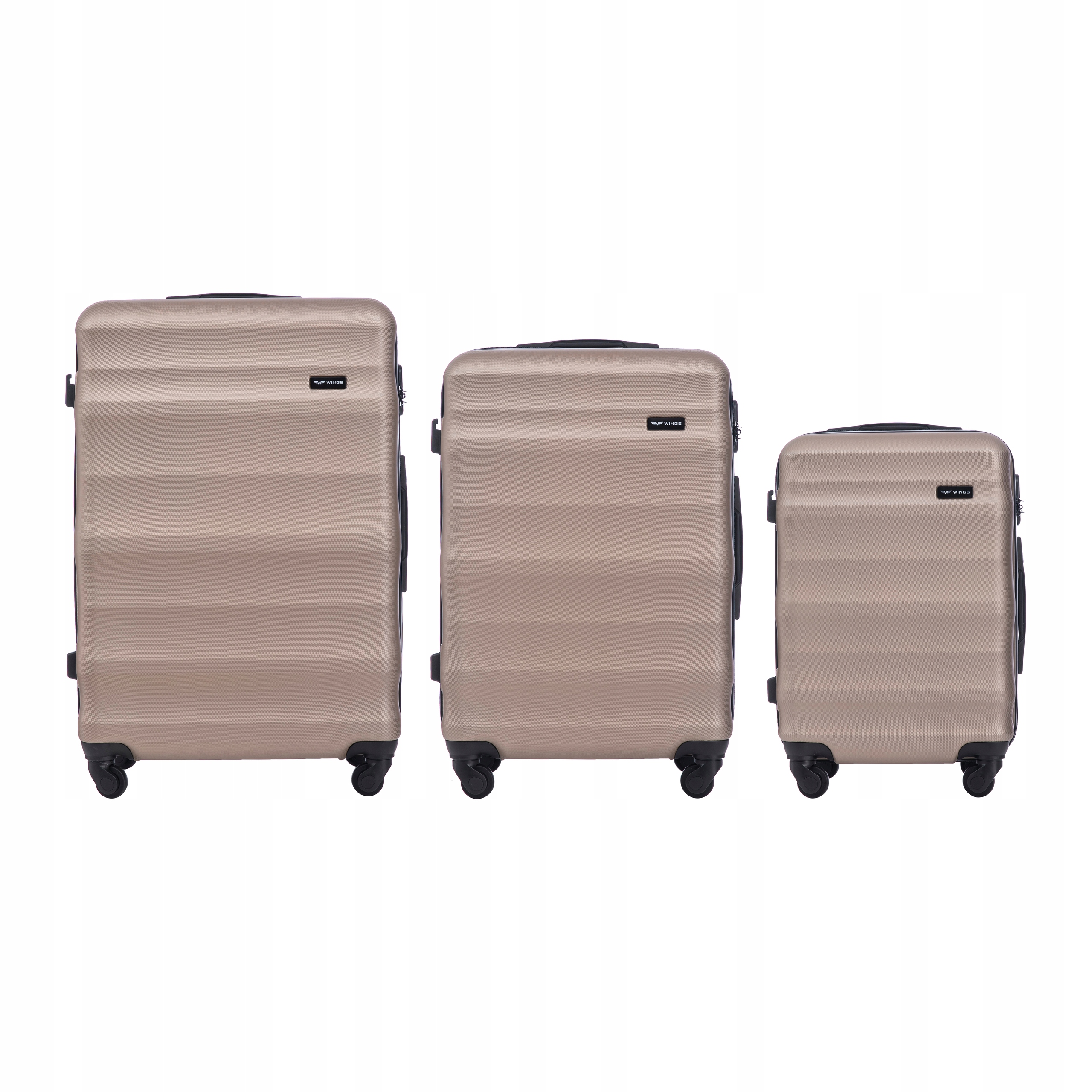 Sada cestovních kufrů na 4 kolečkách, tvrdý komplet zavazadel z Abs Wings
