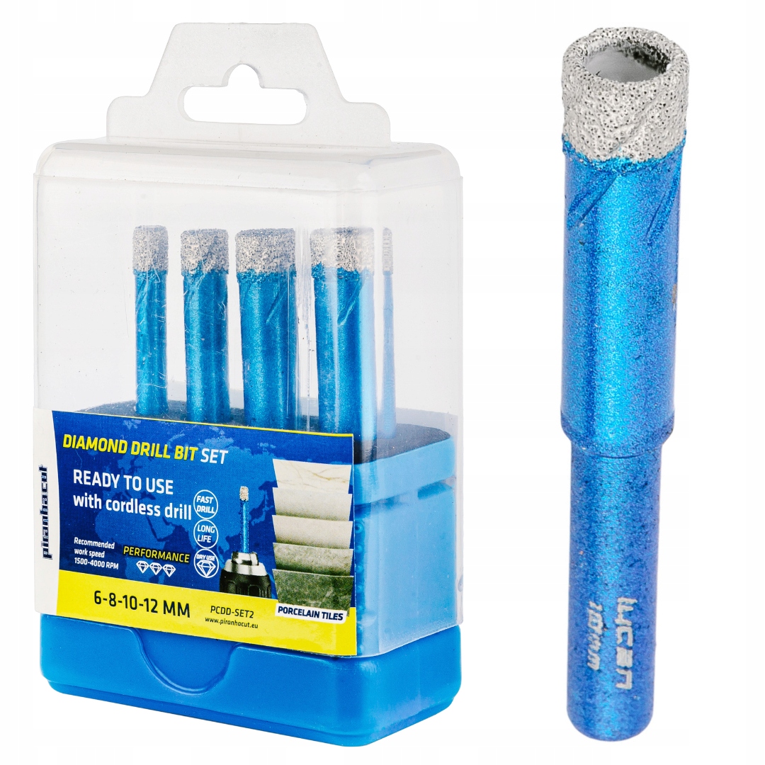 Zestaw otwornic wierteł Diamentowych do Gresu 6 8 10 12