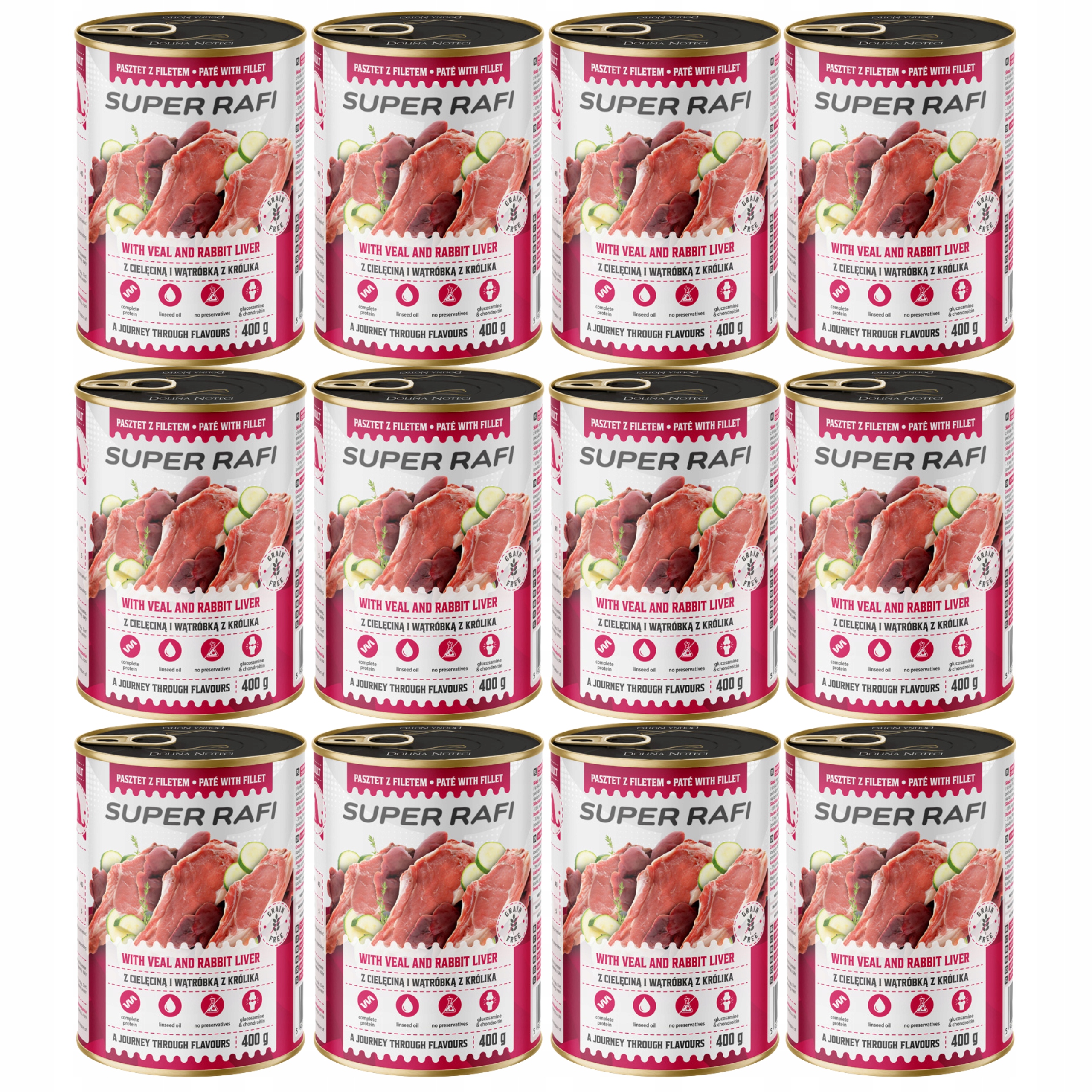 Levně Dolina Noteci Rafi krmivo mokré pro psa telecí játra 12 x 400 g