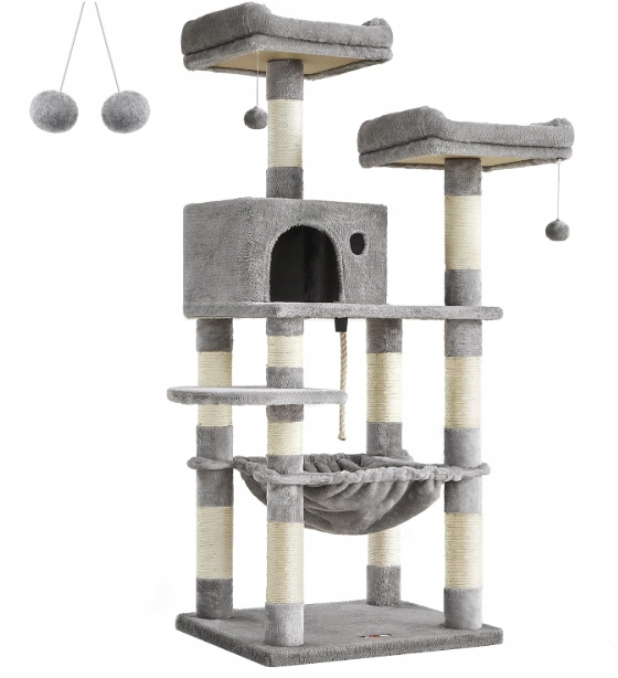 Drapak dla kota domek Plac Zabaw szary legowisko jaskinia Słupki