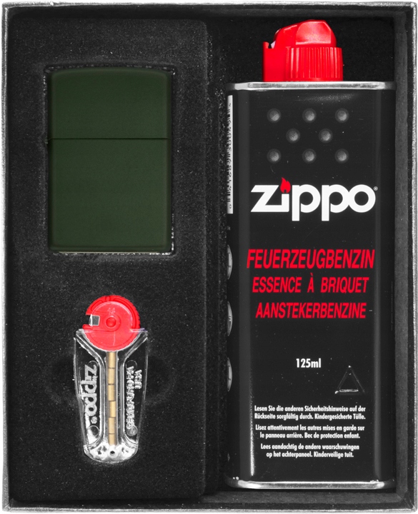 Sada Zippo Zapalovač Green Matte Dárková No1
