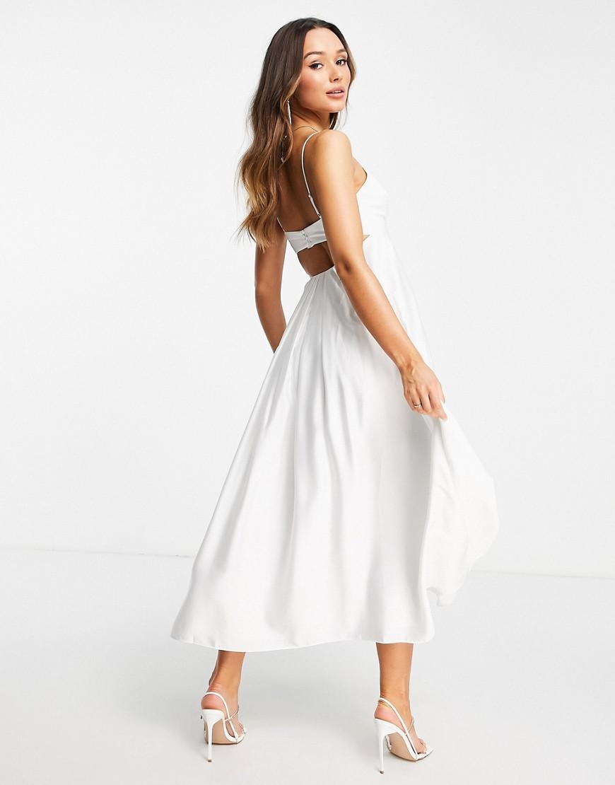 Asos Edition XXJ mee SUKNIA ŚLUBNA MIDI SATYNA RAMIĄCZKA XL Rozmiar 42