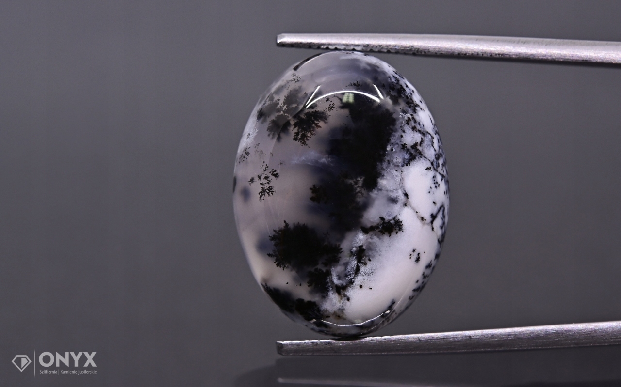 Dendritový achát z Turecka kabošon ovál 20x15 mm