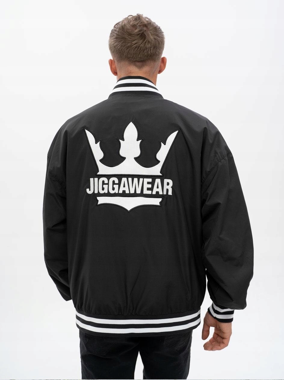 Pánská Baseballová Bunda Regularfit bílá výšivka s logem Jigga Wear Černá M