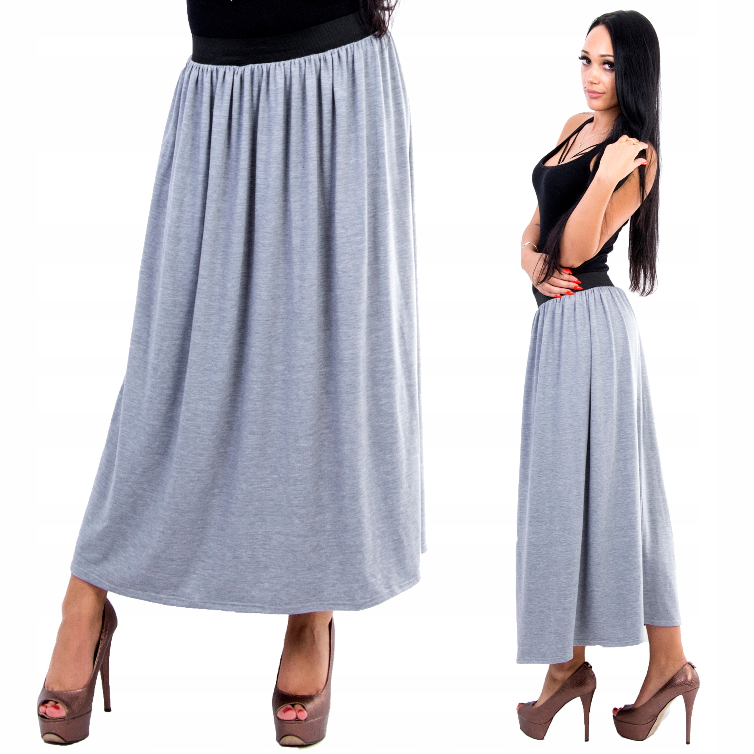 

Długa Spódnica Na Gumie Kolory Szara r. 40