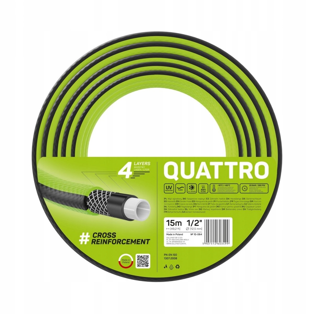 

Wąż ogrodowy Cellfast 10-064 Quattro 1/2" 15