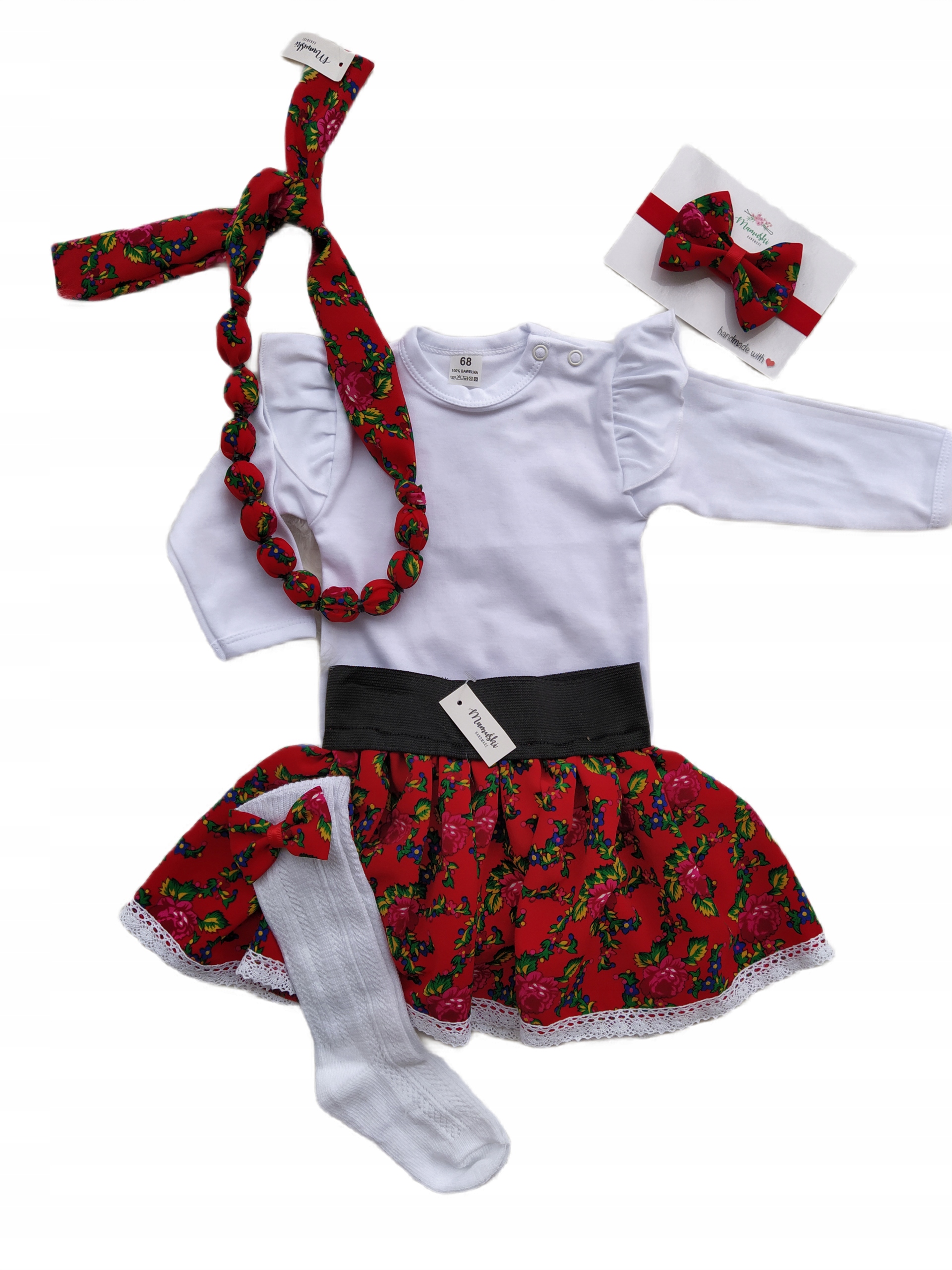 Spódnica + body białe strój krakowski góralski 92