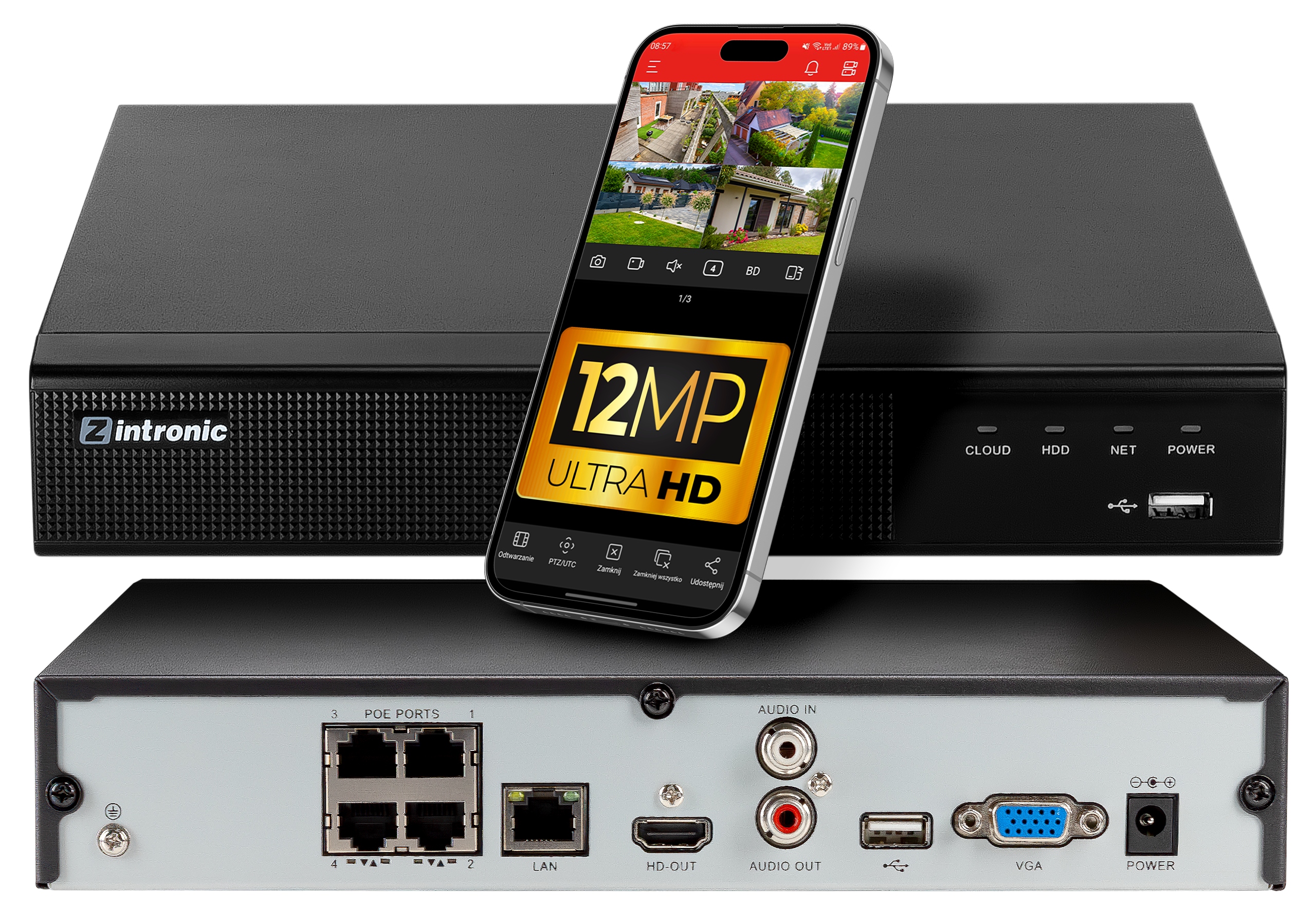 Rejestrator Do Monitoringu Sieciowy Nvr Ip 9 Kanałowy 4XPOE 12MPx Ultra 4K