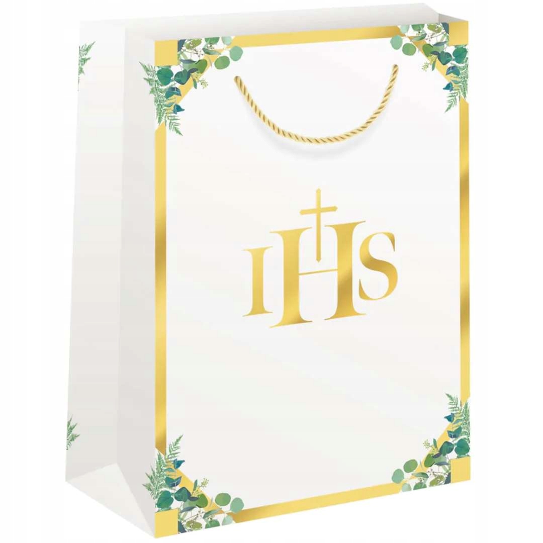 TOREBKI prezentowe IHS eukaliptus KOMUNIA ŚWIĘTA