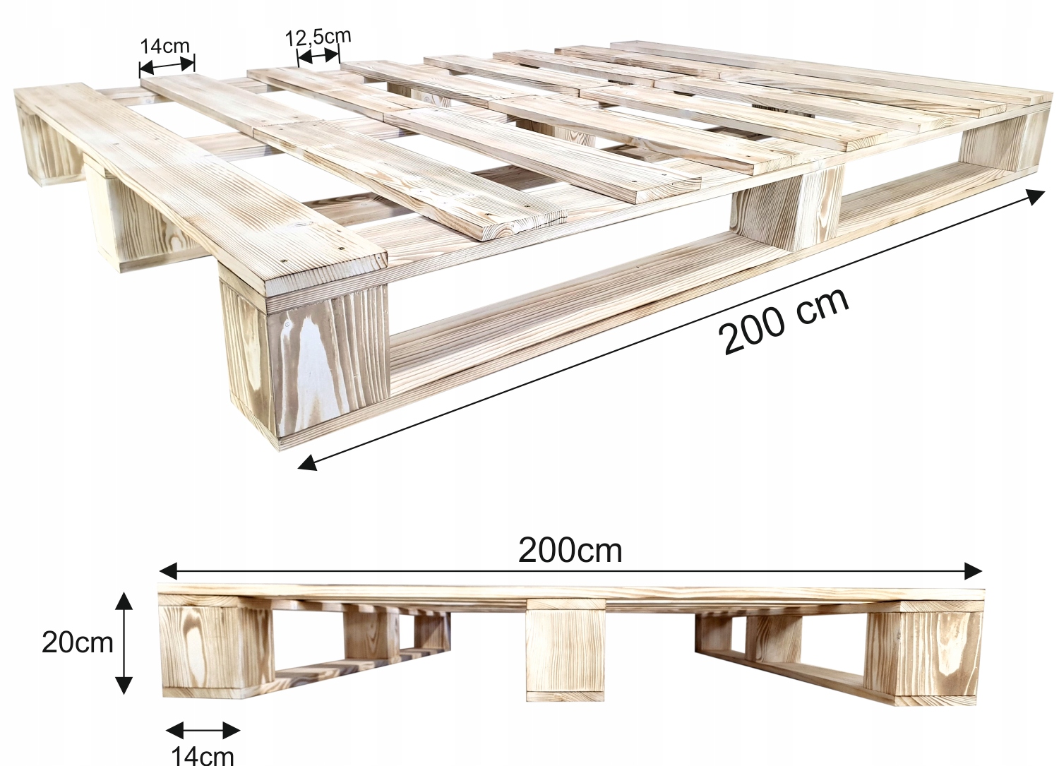 Łóżko z palet 200/200 białe-rustykalne drewno (M1_200x200_V) Kod producenta 7