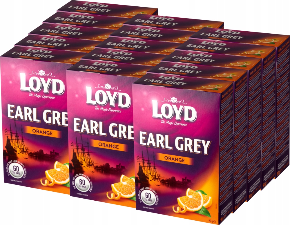 Herbata Earl Grey czarna w torebkach Loyd Orange pomarańcza 60szt x15