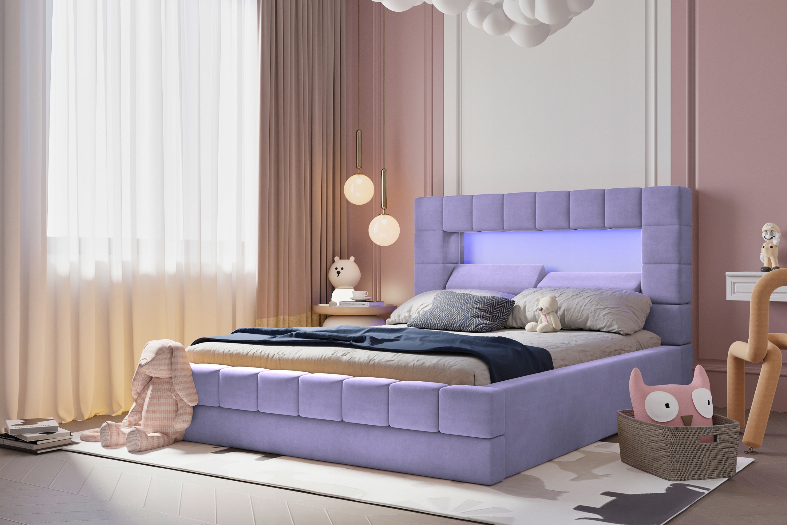 Łóżko dziecięce tapicerowane Reflexion 120x200 LED Kod producenta 4-120 LED