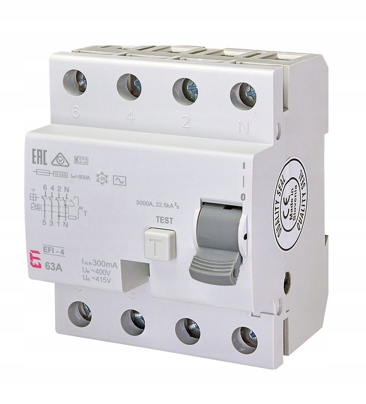 Wyłącznik różnicowoprądowy 4P 63A 300mA EFI-P4 Ac 63/0.3 002064144