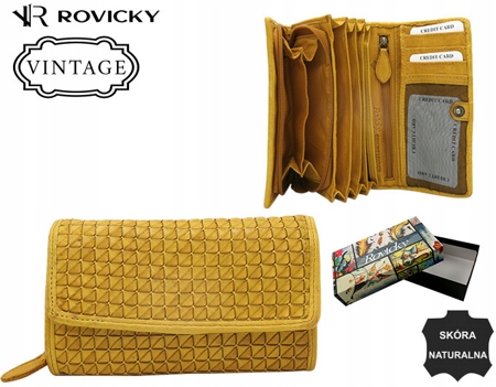 Rovicky dámská peněženka z pravé kůže, žlutá