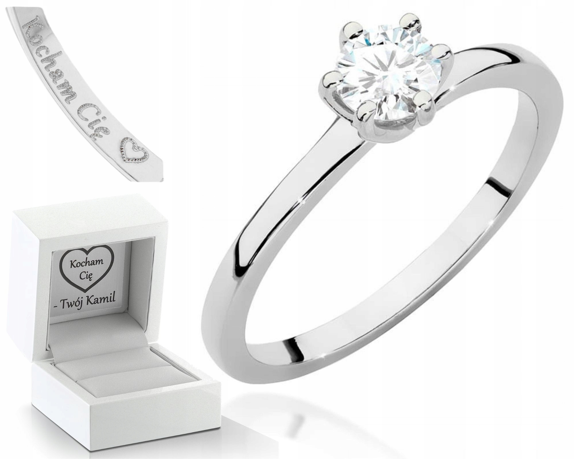 Bílé Zlato Prstýnek S Briliantem 585 Gravírování Bonus